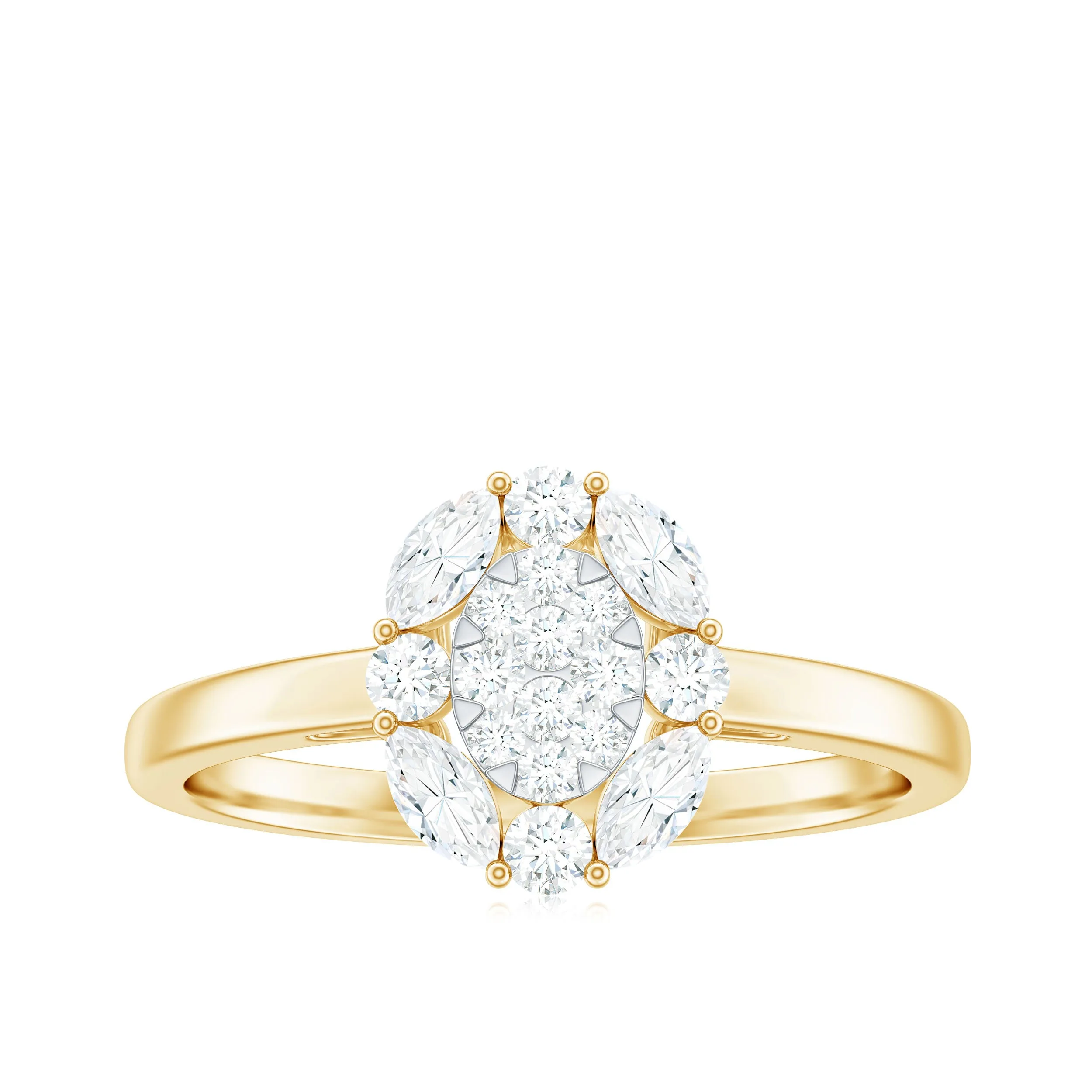 0.75 CT Certified Moissanite Cocktail Engagement Ring in Gold