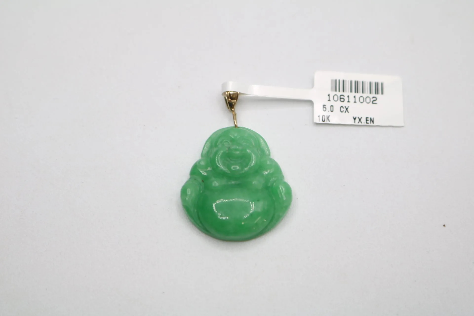 10K Yellow Gold Buddha Jade Charm (7.7 Grams)
