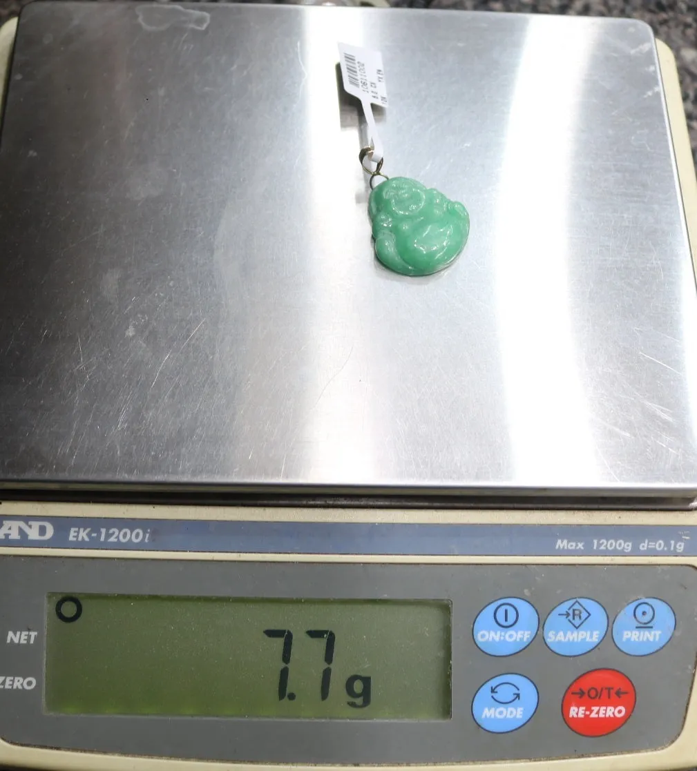 10K Yellow Gold Buddha Jade Charm (7.7 Grams)