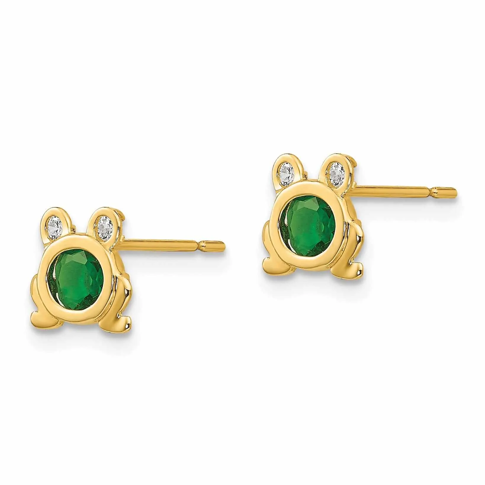 14k Madi K CZ Childrens Frog Post Earrings