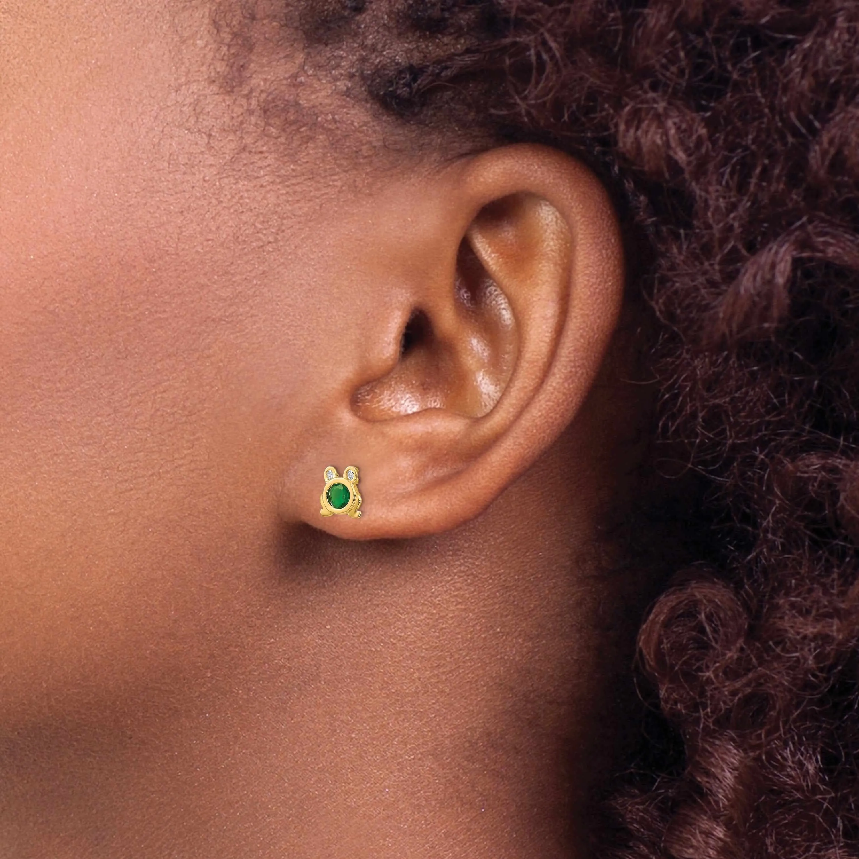 14k Madi K CZ Childrens Frog Post Earrings