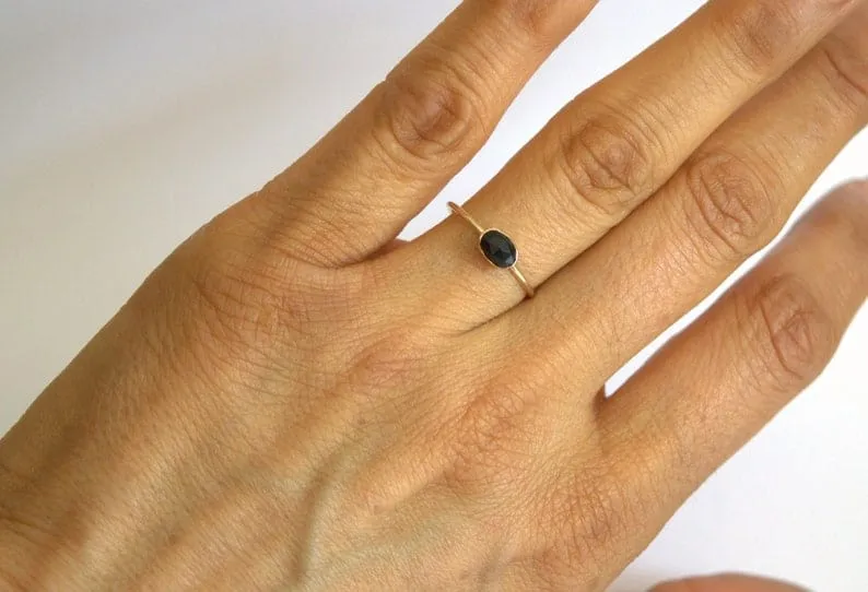 14k Oval Black Onyx Ring