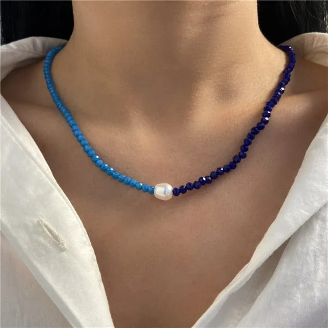 17KM Bohemian Colorful Bead Shell Necklace for Women Summer Short Beaded Collar Clavicle Choker Necklace Female Jewelry