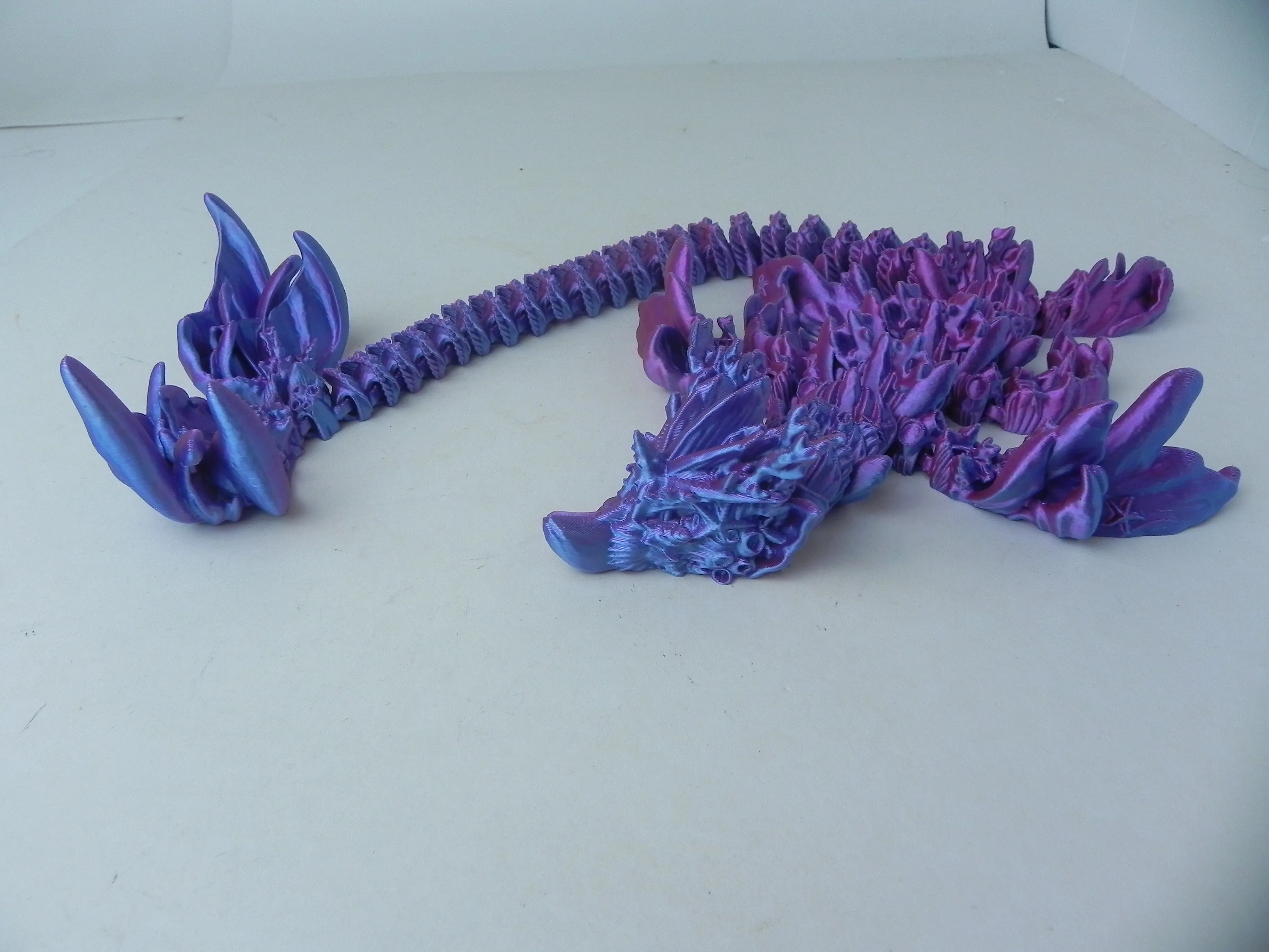 18" Purple and Pink Coral Dragon Fidget 3D Printed Articulated Dragon