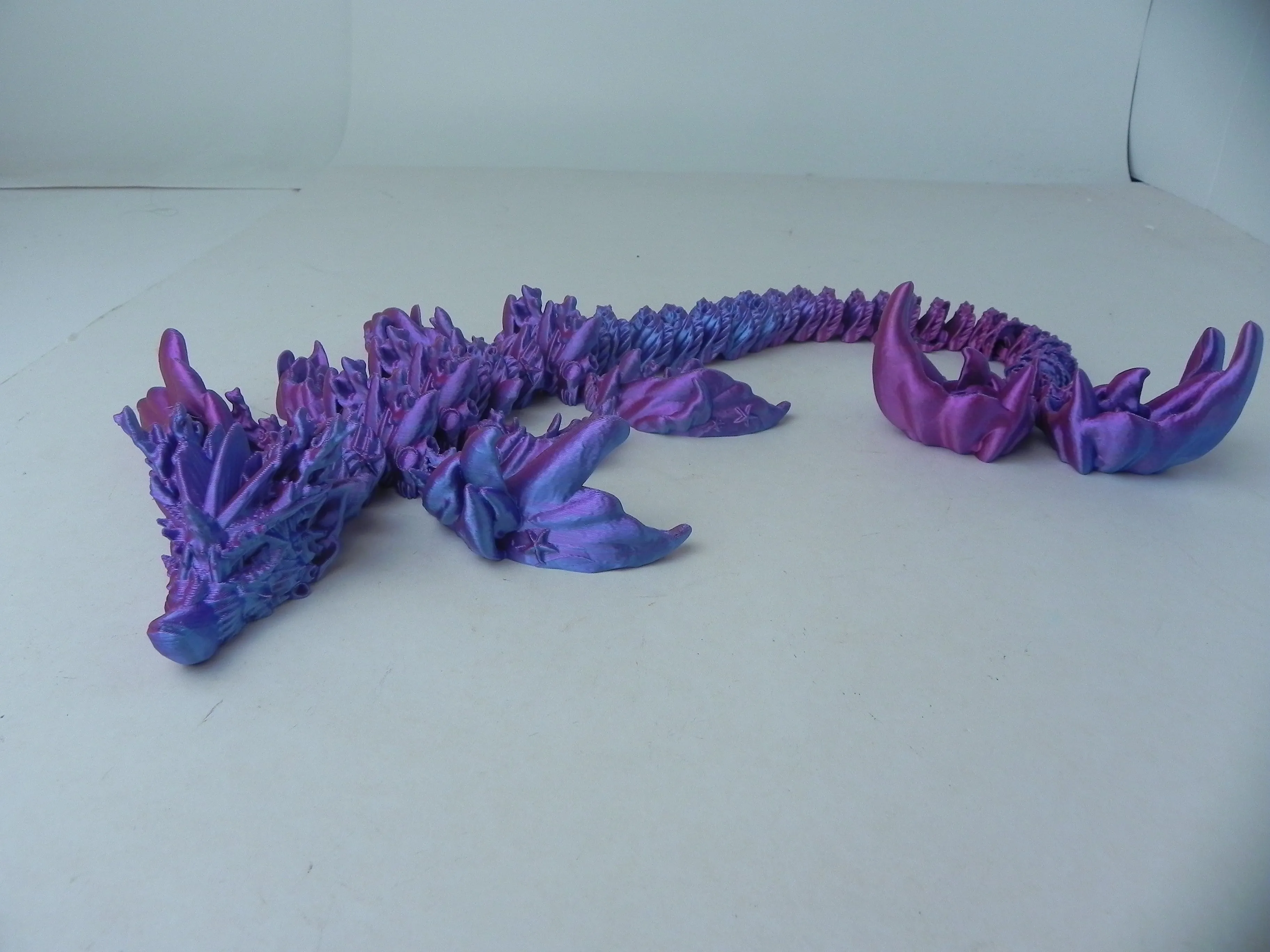 18" Purple and Pink Coral Dragon Fidget 3D Printed Articulated Dragon