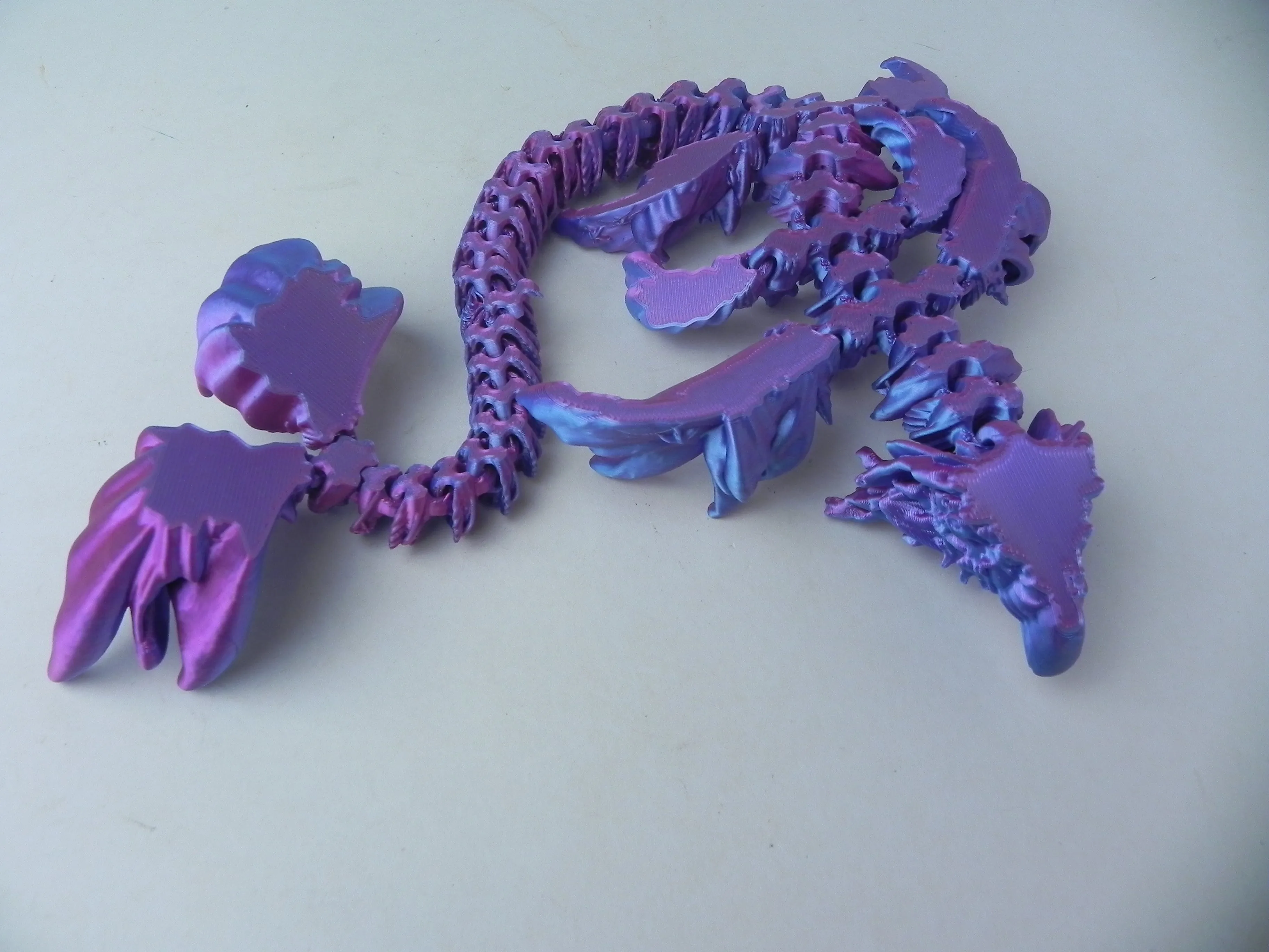 18" Purple and Pink Coral Dragon Fidget 3D Printed Articulated Dragon