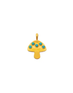 22K Yellow Gold Turquoise Mushroom Charm