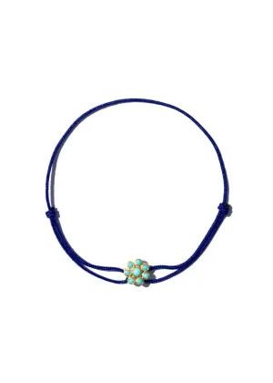 22K Yellow Gold Turquoise Tiny Marguerite Charm Bracelet
