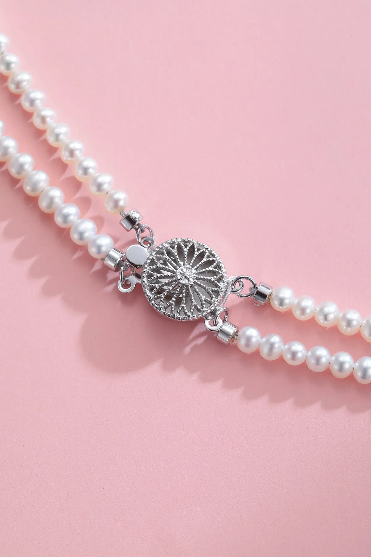 3-4mm Dainty White Freshwater Pearl Dual Strand Necklace