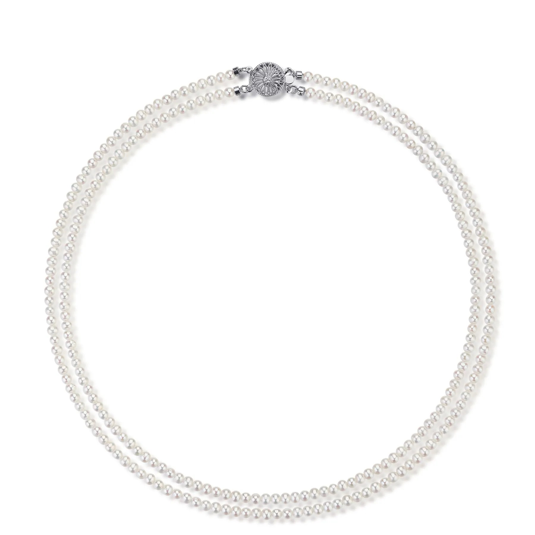 3-4mm Dainty White Freshwater Pearl Dual Strand Necklace