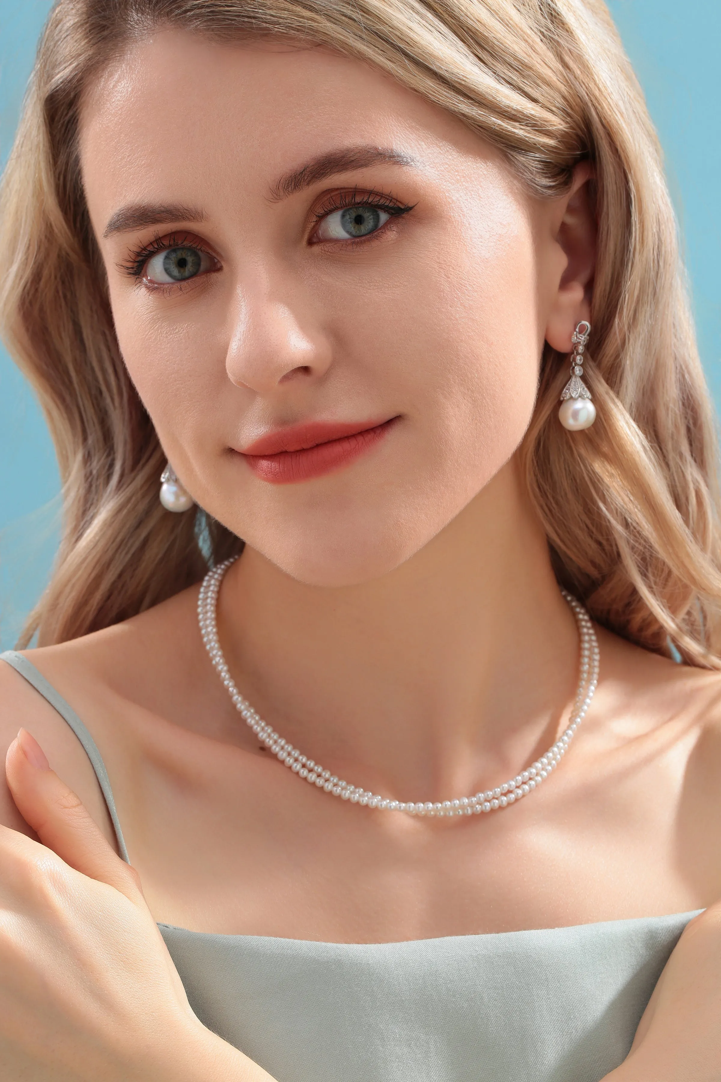 3-4mm Dainty White Freshwater Pearl Dual Strand Necklace
