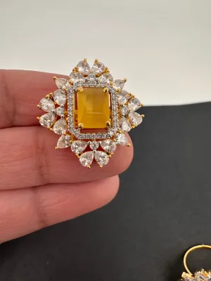 AD Adjustable Color Stone Cocktail lRing