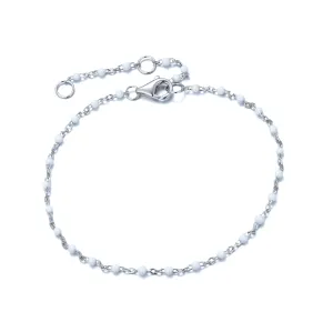 ANGELINA WHITE BEADED SILVER BRACELET
