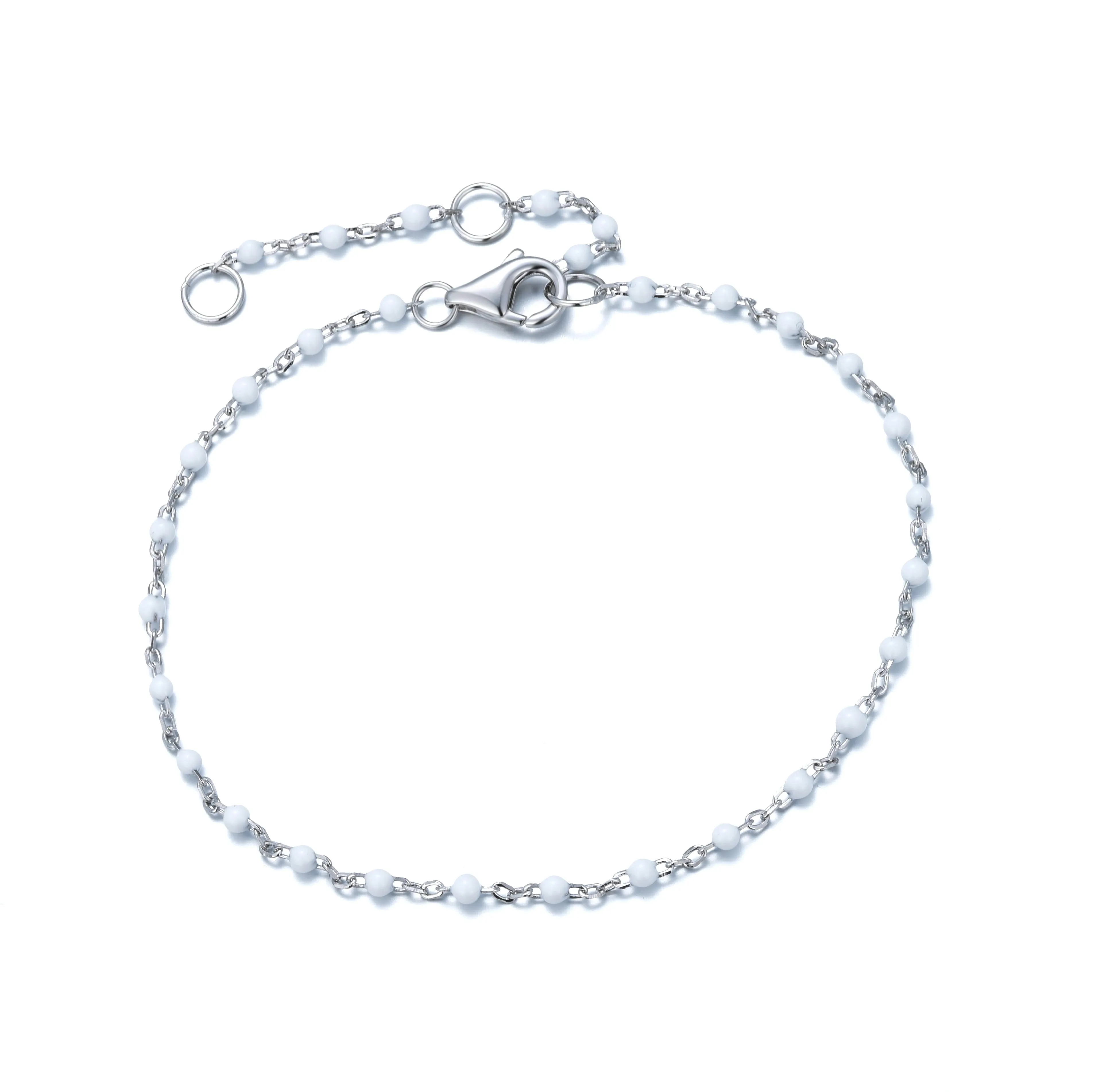 ANGELINA WHITE BEADED SILVER BRACELET