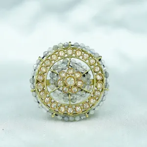 Antique Finish Cocktail Adjustable Gray Ring 10084-5489