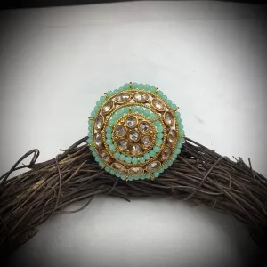 Antique Finish Cocktail Adjustable Mint Green Ring 12254-8611