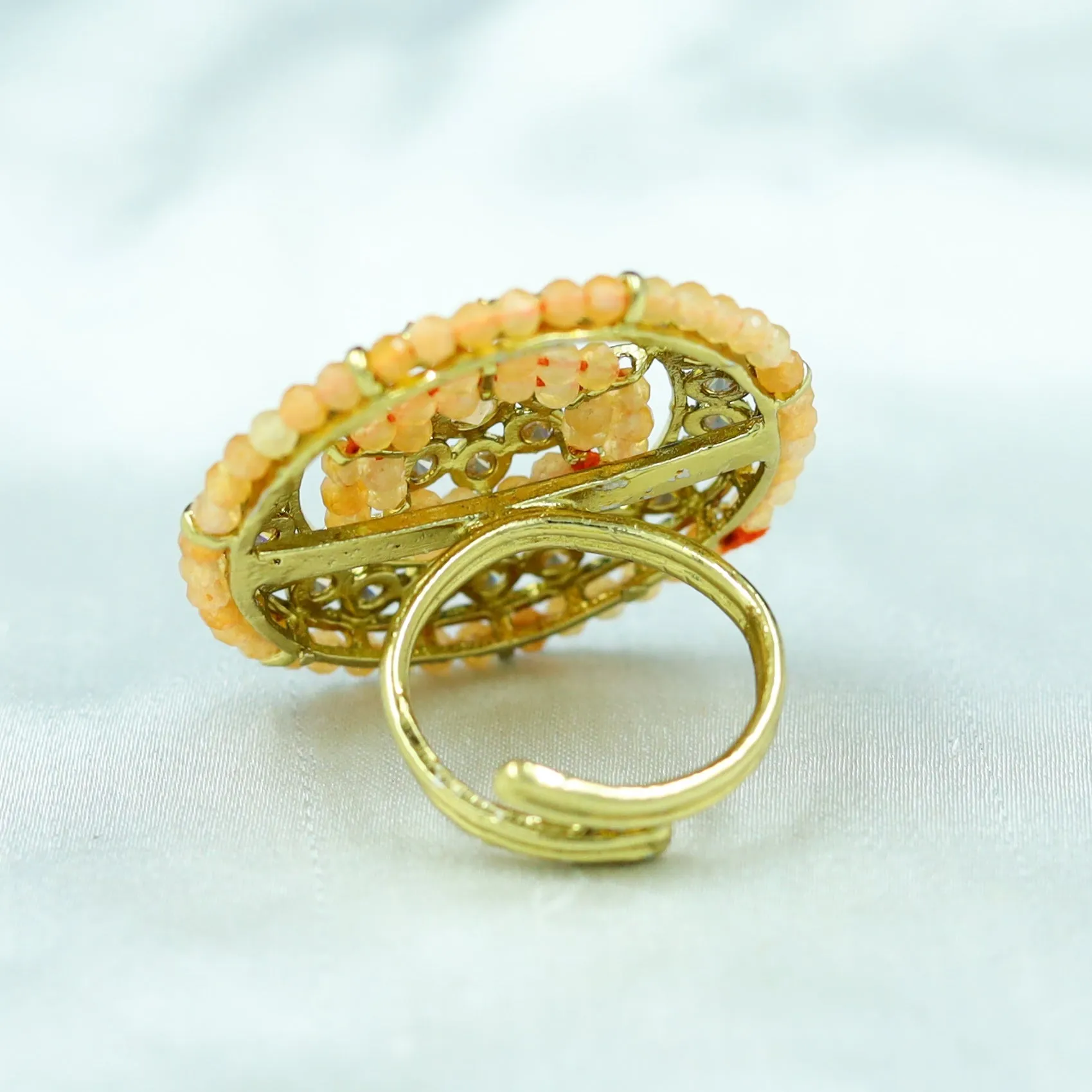 Antique Finish Cocktail Adjustable Peach Ring 10084-5496