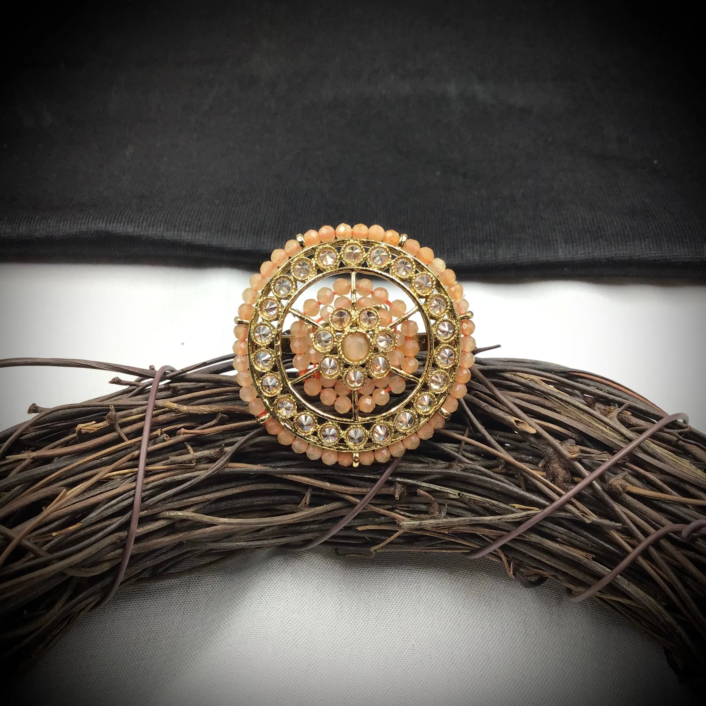 Antique Finish Cocktail Adjustable Peach Ring 10084-5496