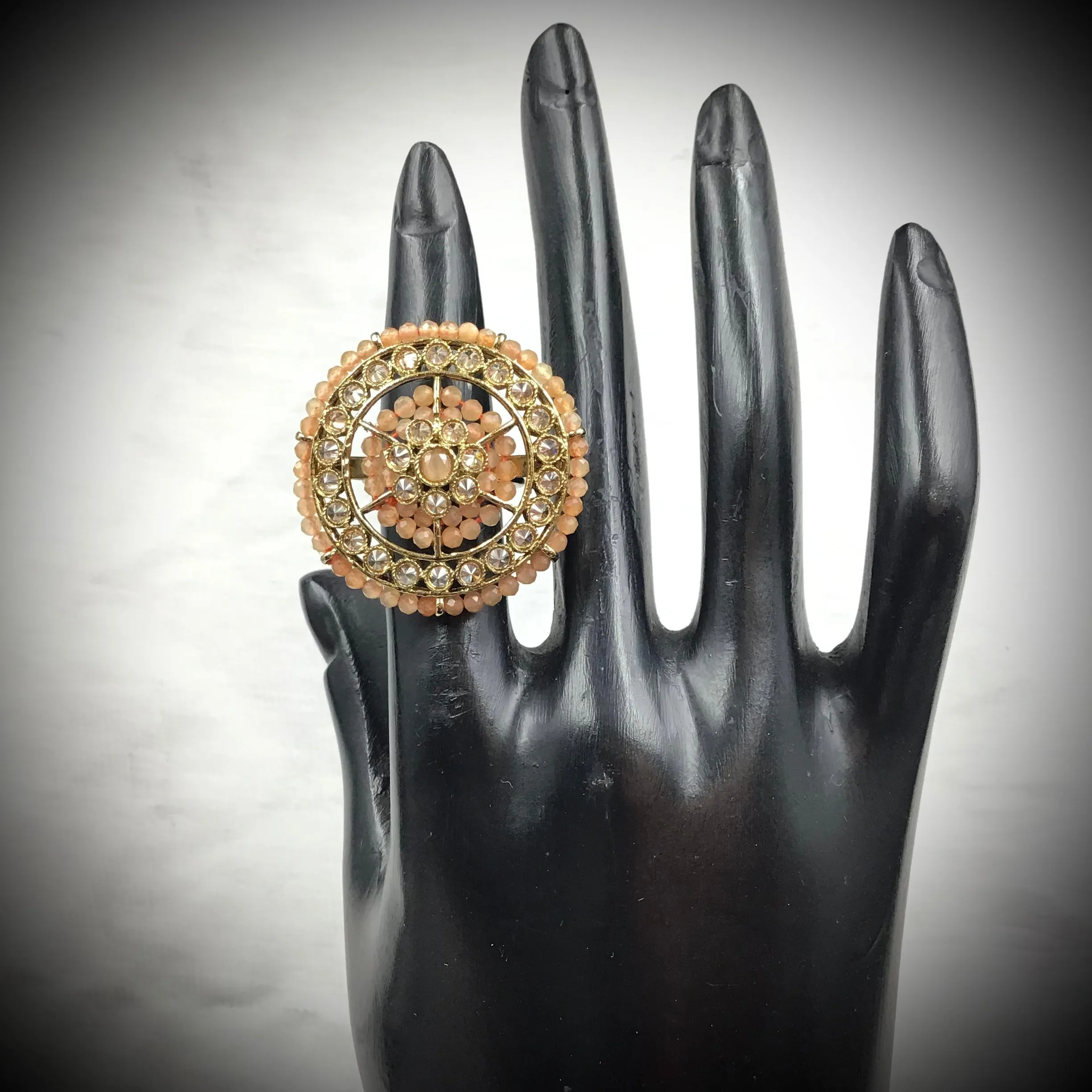 Antique Finish Cocktail Adjustable Peach Ring 10084-5496