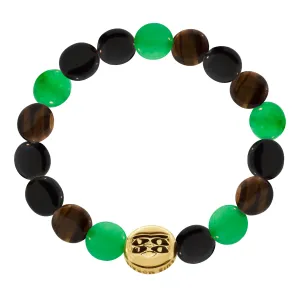 Antiqued Horus Eyes Large Disk on a Large Disk Gemstone Bracelet