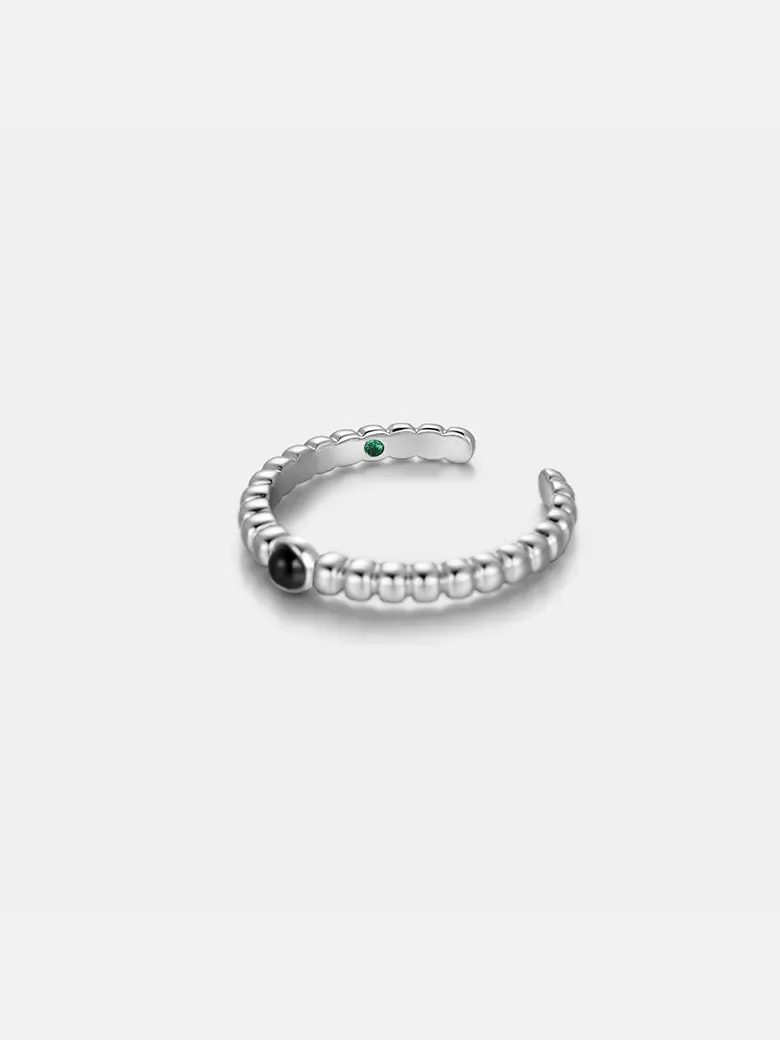 Beaded Black Onyx Ring