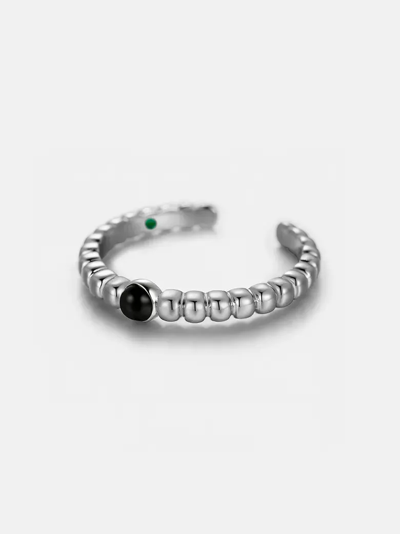 Beaded Black Onyx Ring