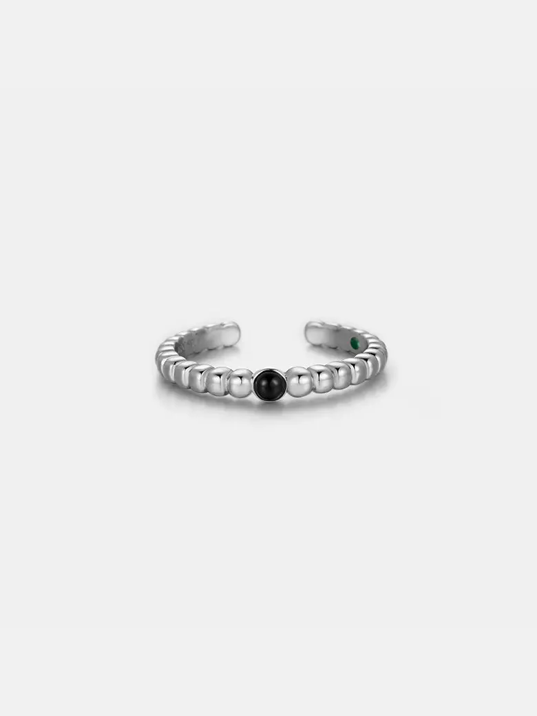 Beaded Black Onyx Ring