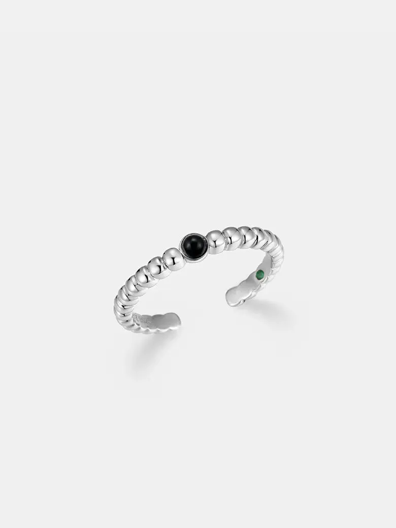 Beaded Black Onyx Ring