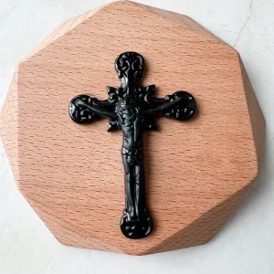 Black Jade Crucifix Cross Jesus, Jadeite Jade, Omphacite, Cross Carved Necklace, LGG-1221-1646866976