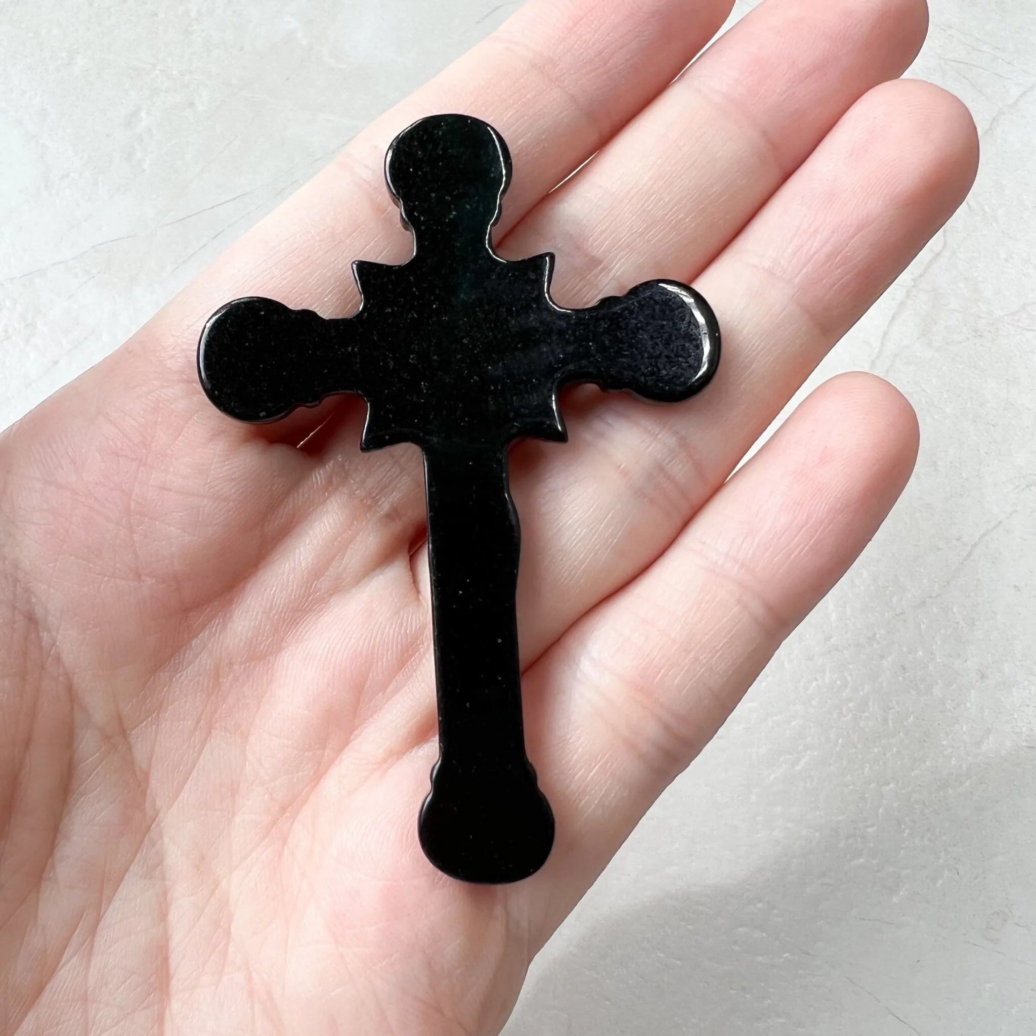 Black Jade Crucifix Cross Jesus, Jadeite Jade, Omphacite, Cross Carved Necklace, LGG-1221-1646866976