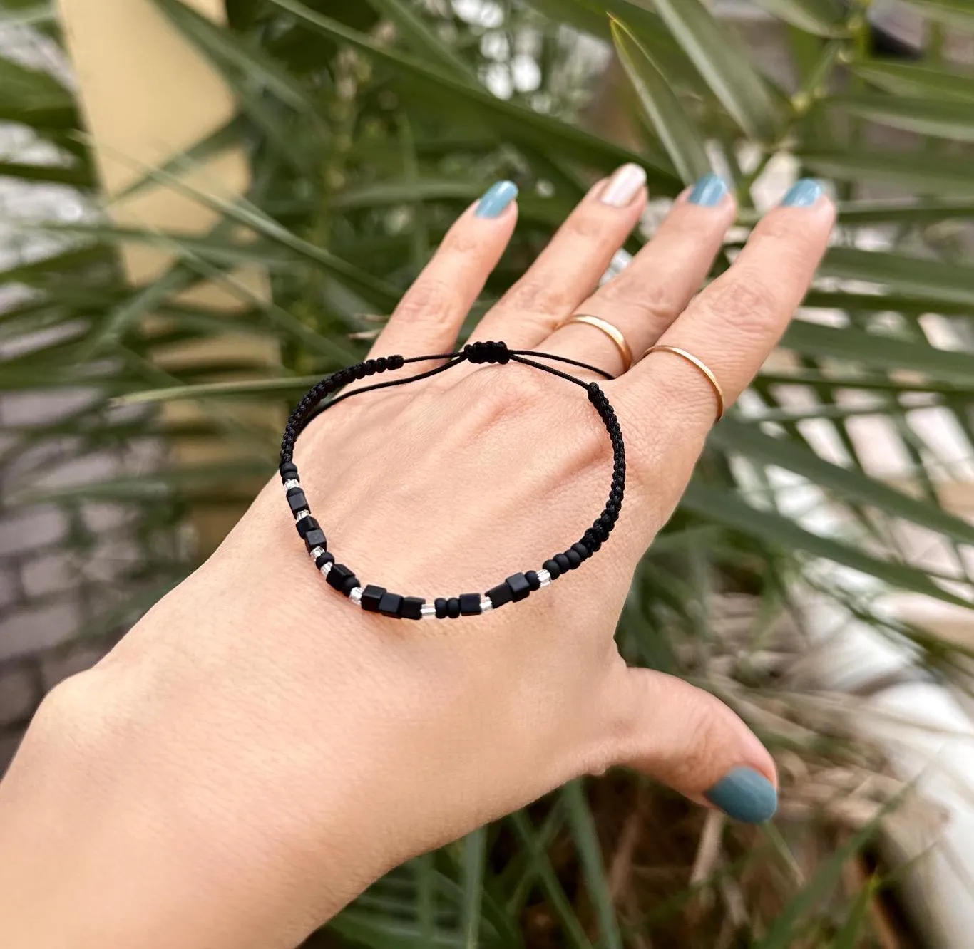 Black Onyx Morse Code Bracelets