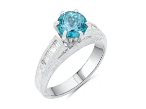 Blue Zircon & Baguettes Ring