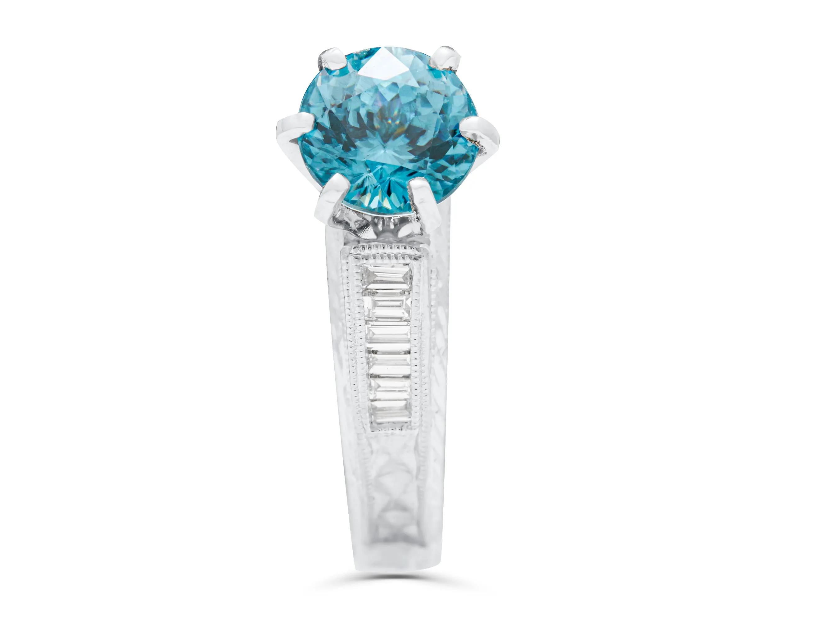 Blue Zircon & Baguettes Ring