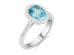 Blue Zircon Oval Cut Water Ring