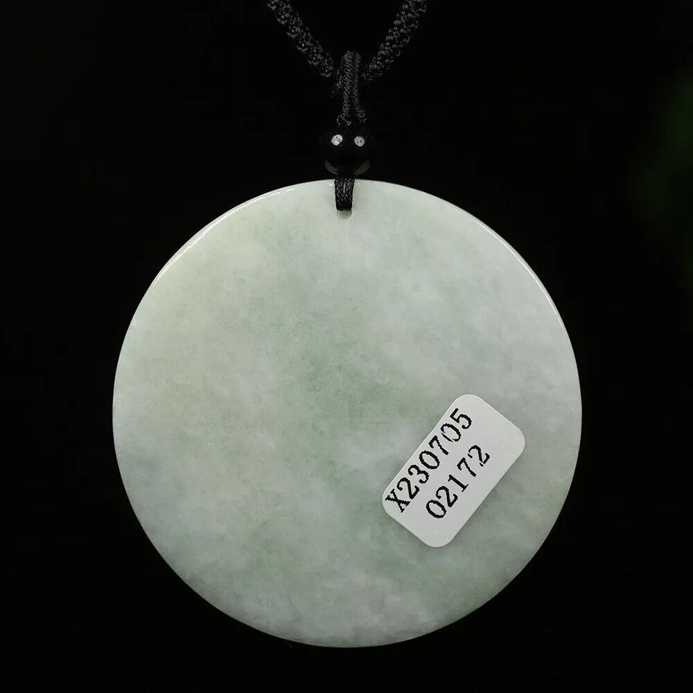 Certified Grade A Green Natural Jadeite Jade Pendant Handmade Birds Flower Necklace