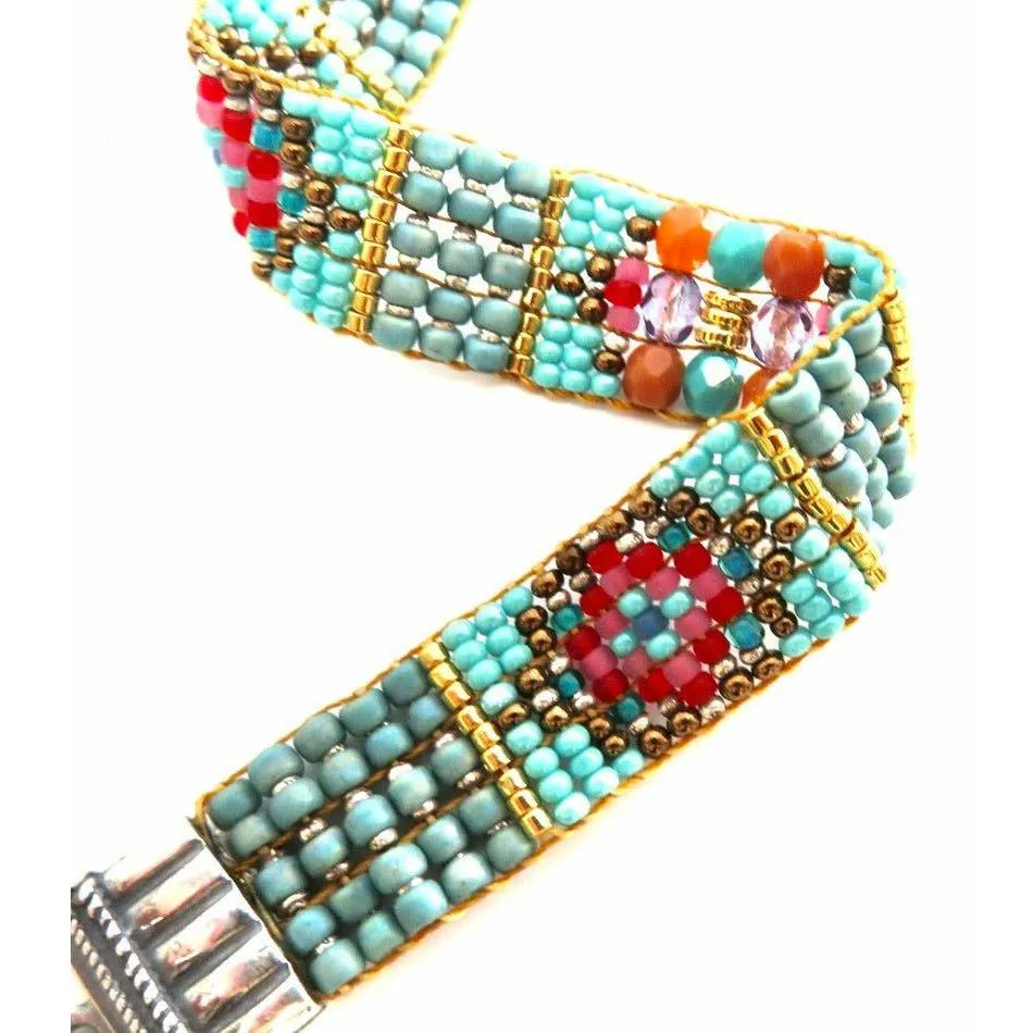 Chili Rose Pink Hearts  and Pearls  Tiffany   Bracelet- Adonnah Langer