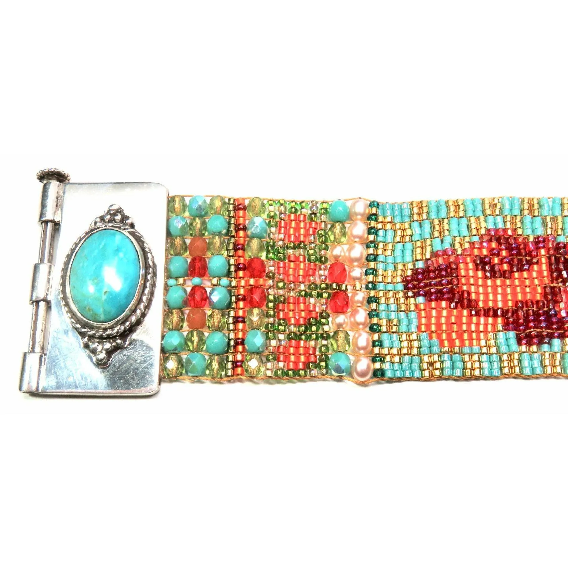 CHILI  ROSE  "JENNA ROSE" BRACELET WITH TURQUOISE ENDS 36MM