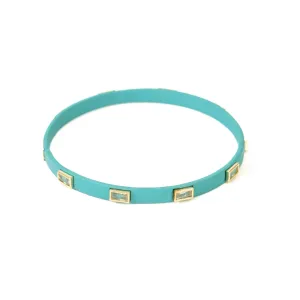 Coated Enamel CZ Bangle Turquoise