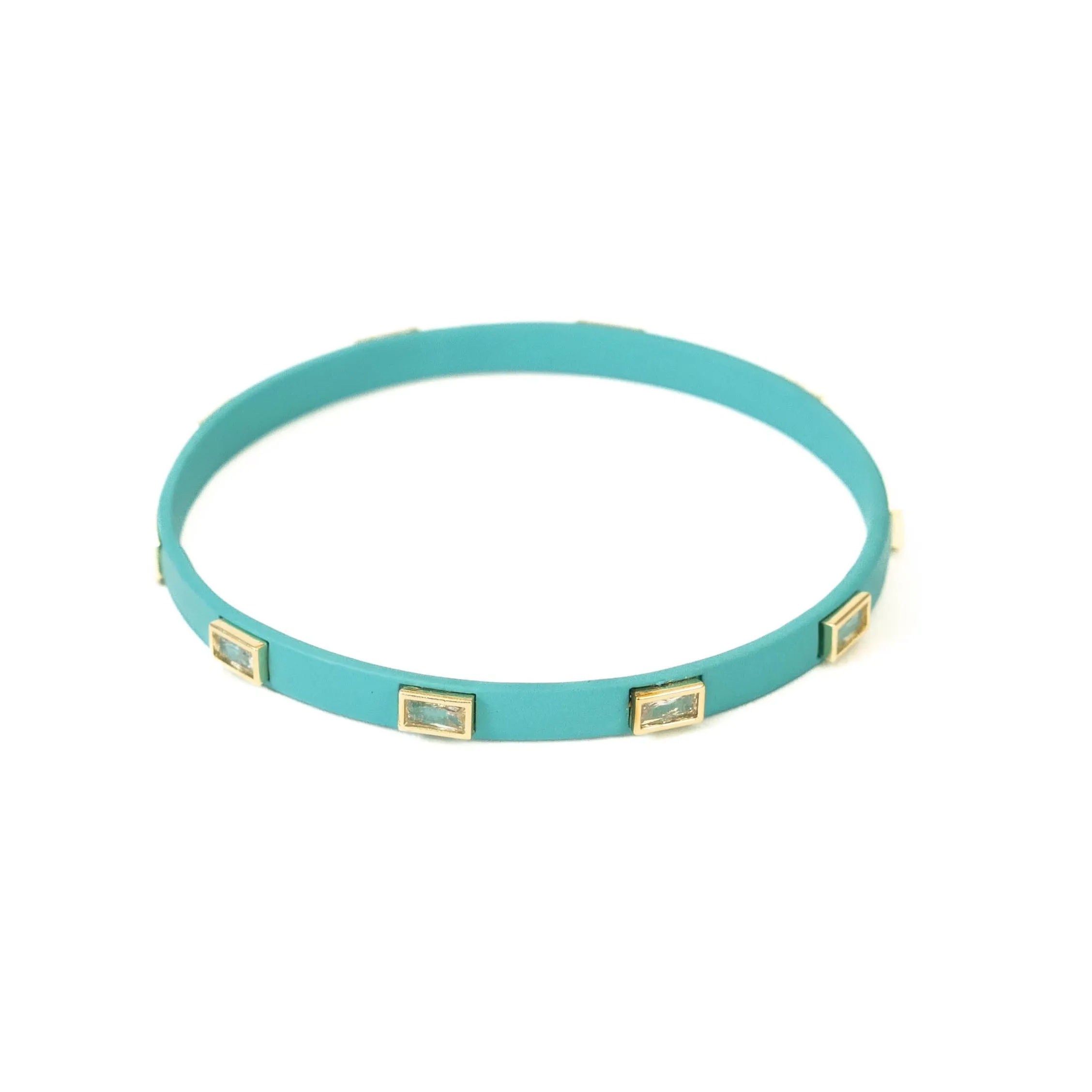 Coated Enamel CZ Bangle Turquoise