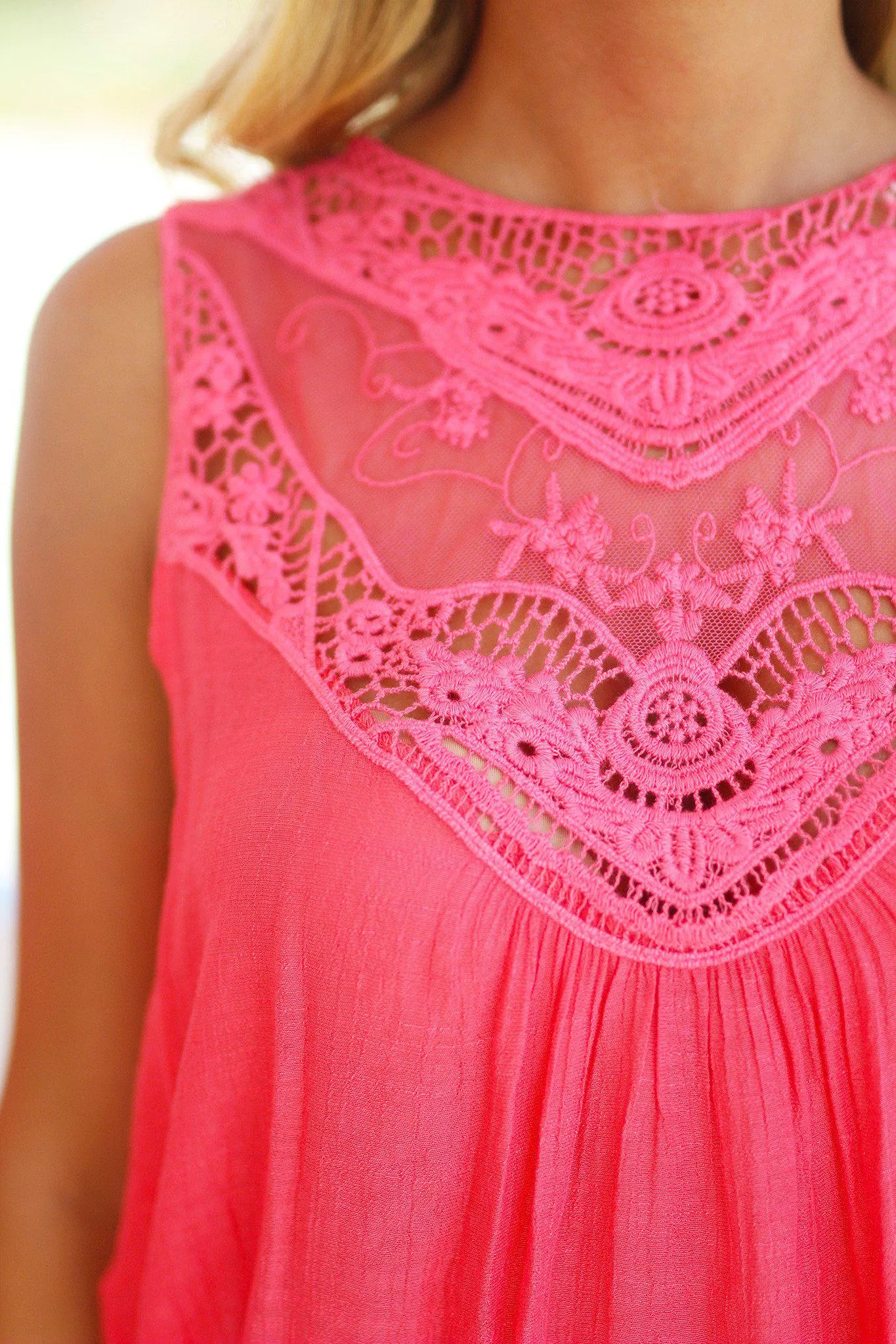 Coral Lace Top