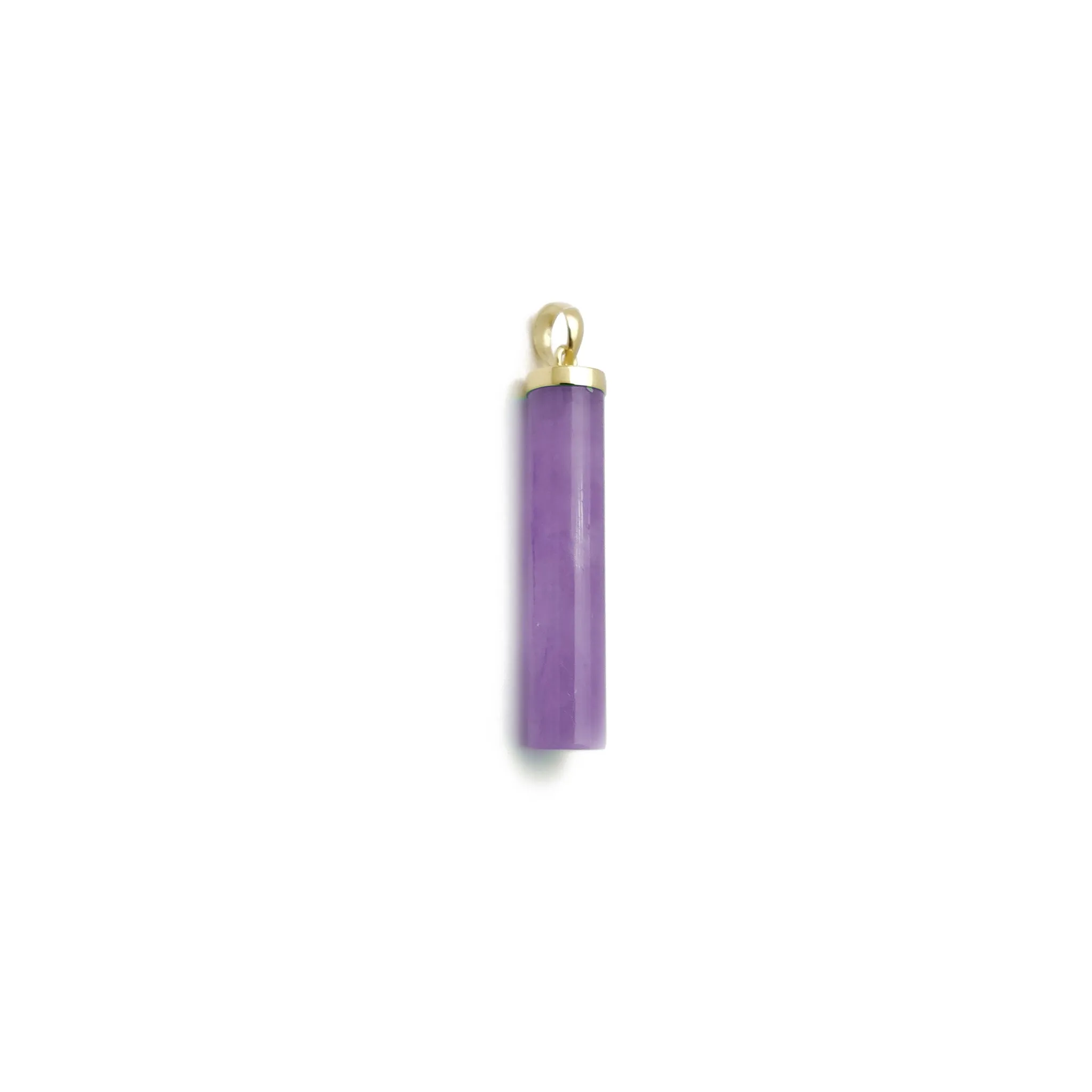 Cylinder Purple Jade Pendant (14K)