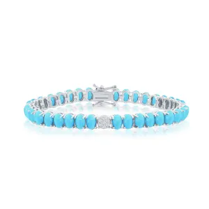 CZ & Oval Turquoise Tennis Bracelet