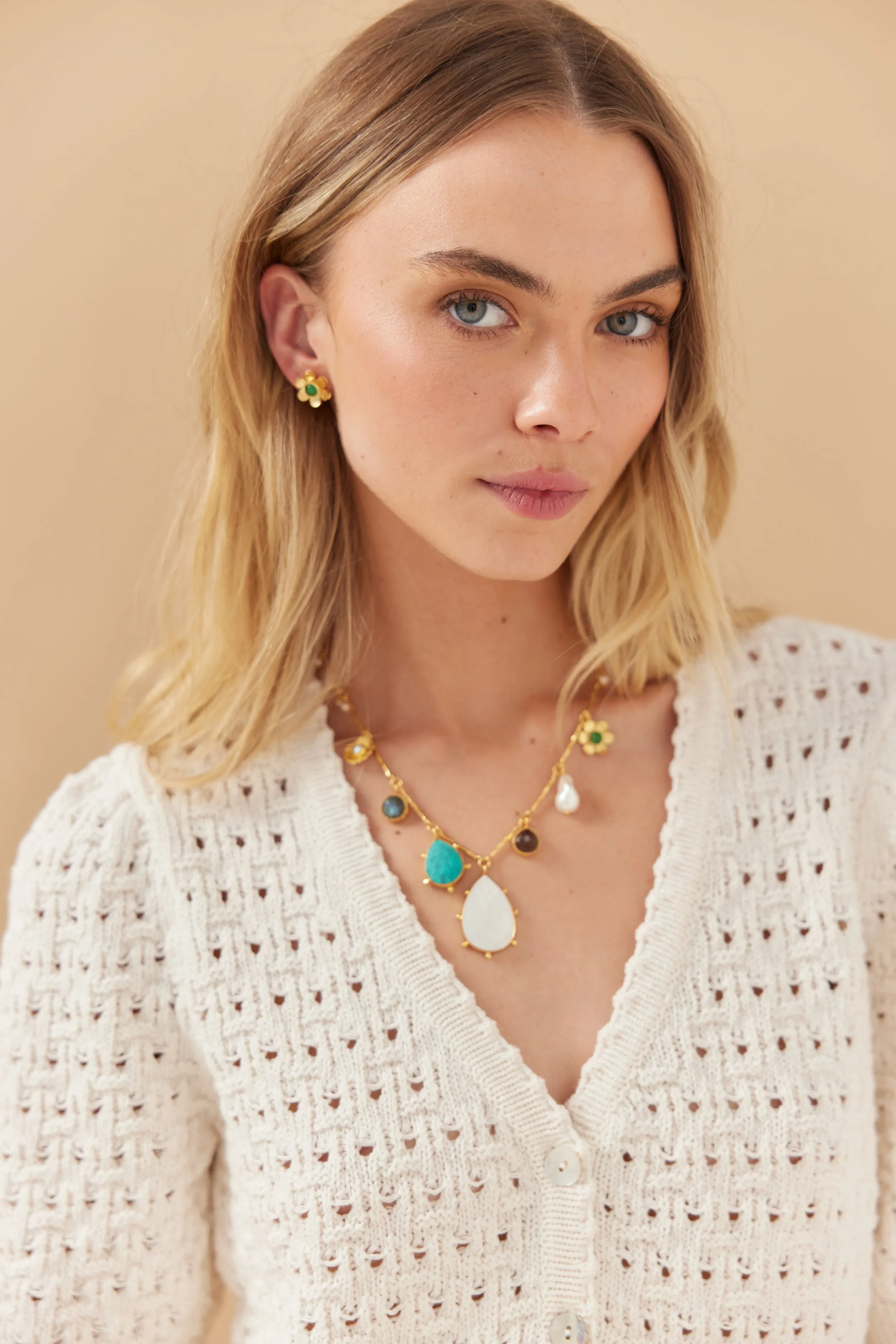 Daisy Studs - Green Onyx