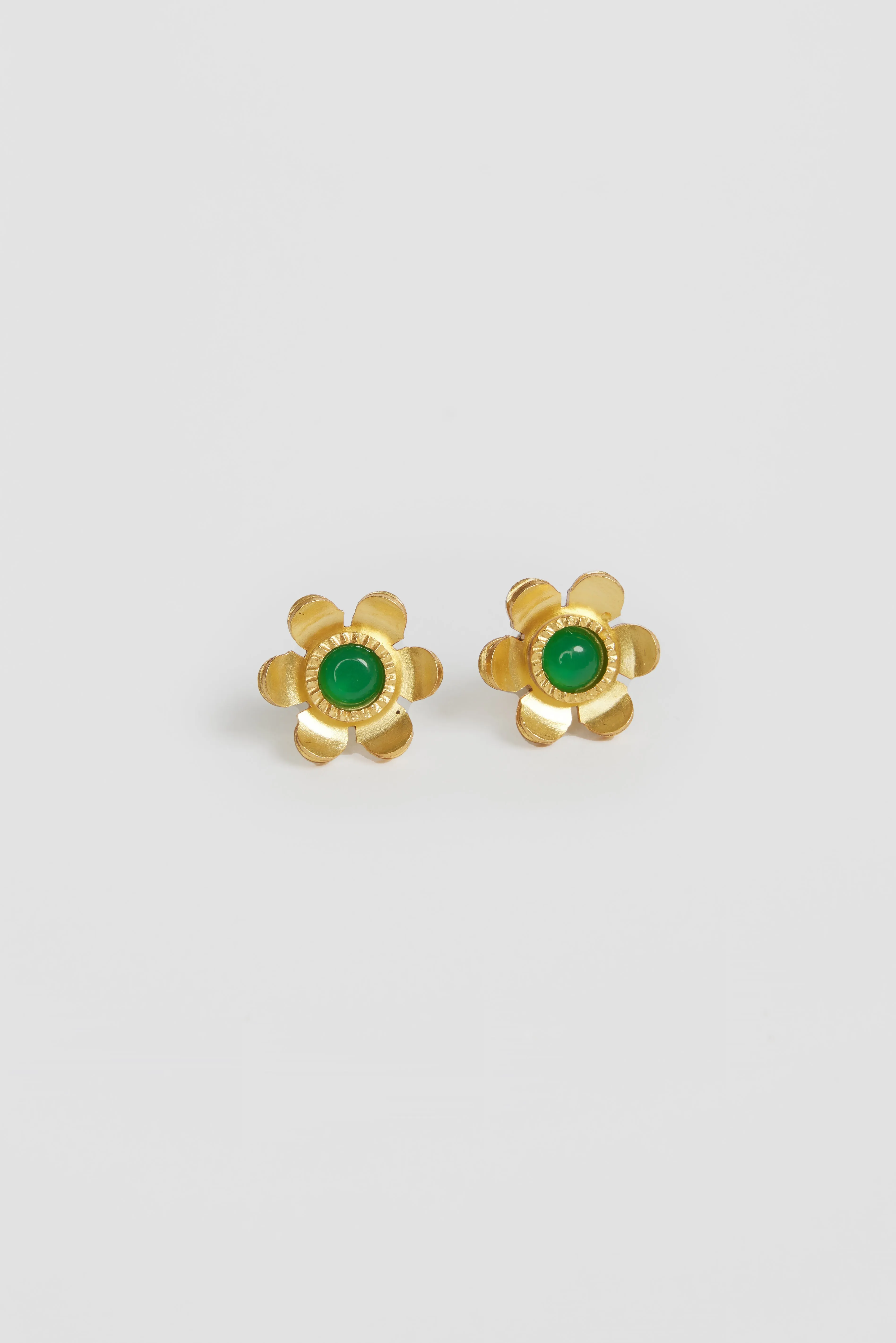 Daisy Studs - Green Onyx