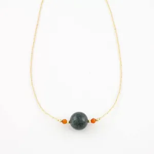 Dark green jade bead necklace