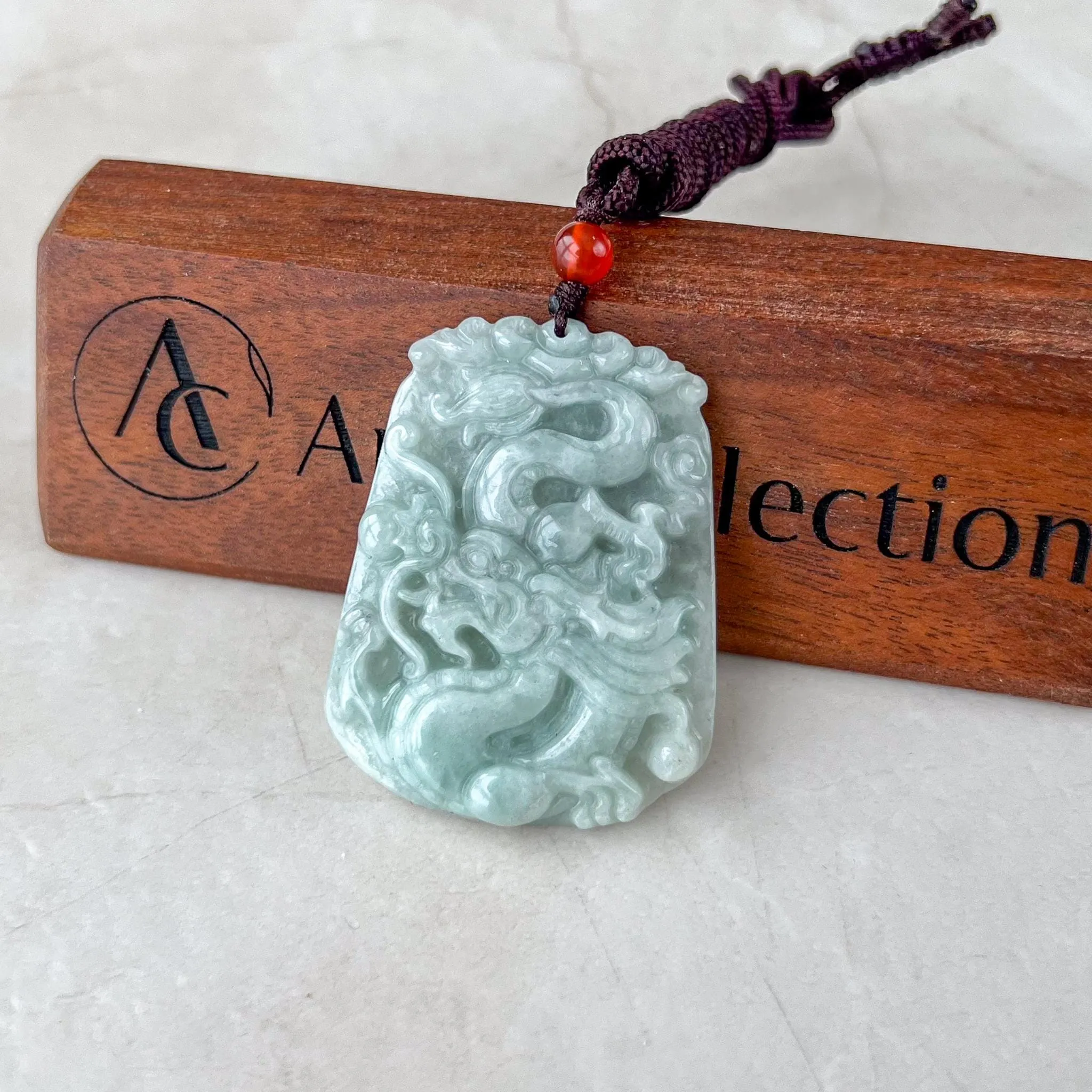 Dragon Jade Pendant, Light Green Jadeite Jade Pendant Necklace, YJ-0321-0334433