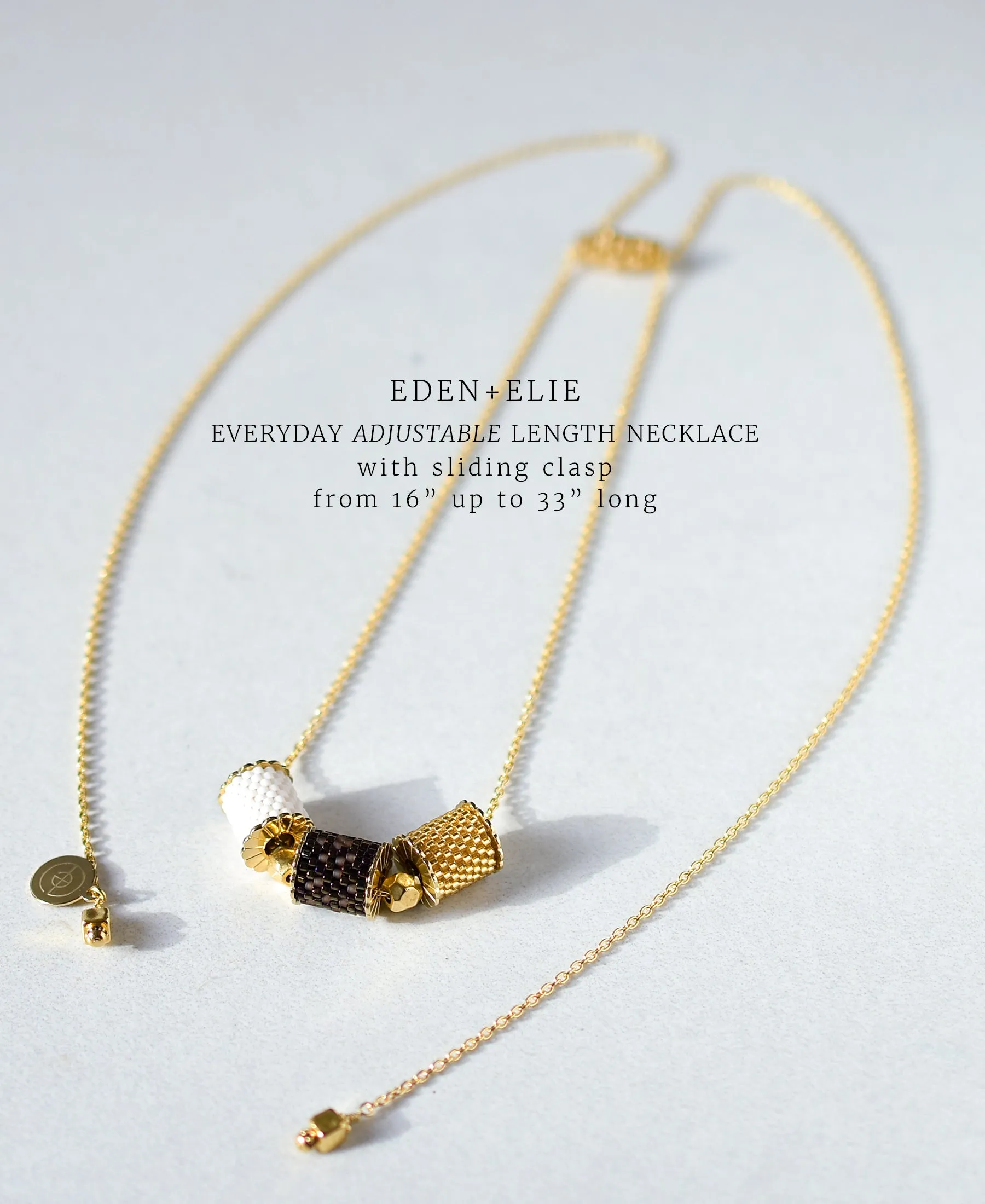 EDEN   ELIE Everyday Adjustable Length Necklace - mist blue