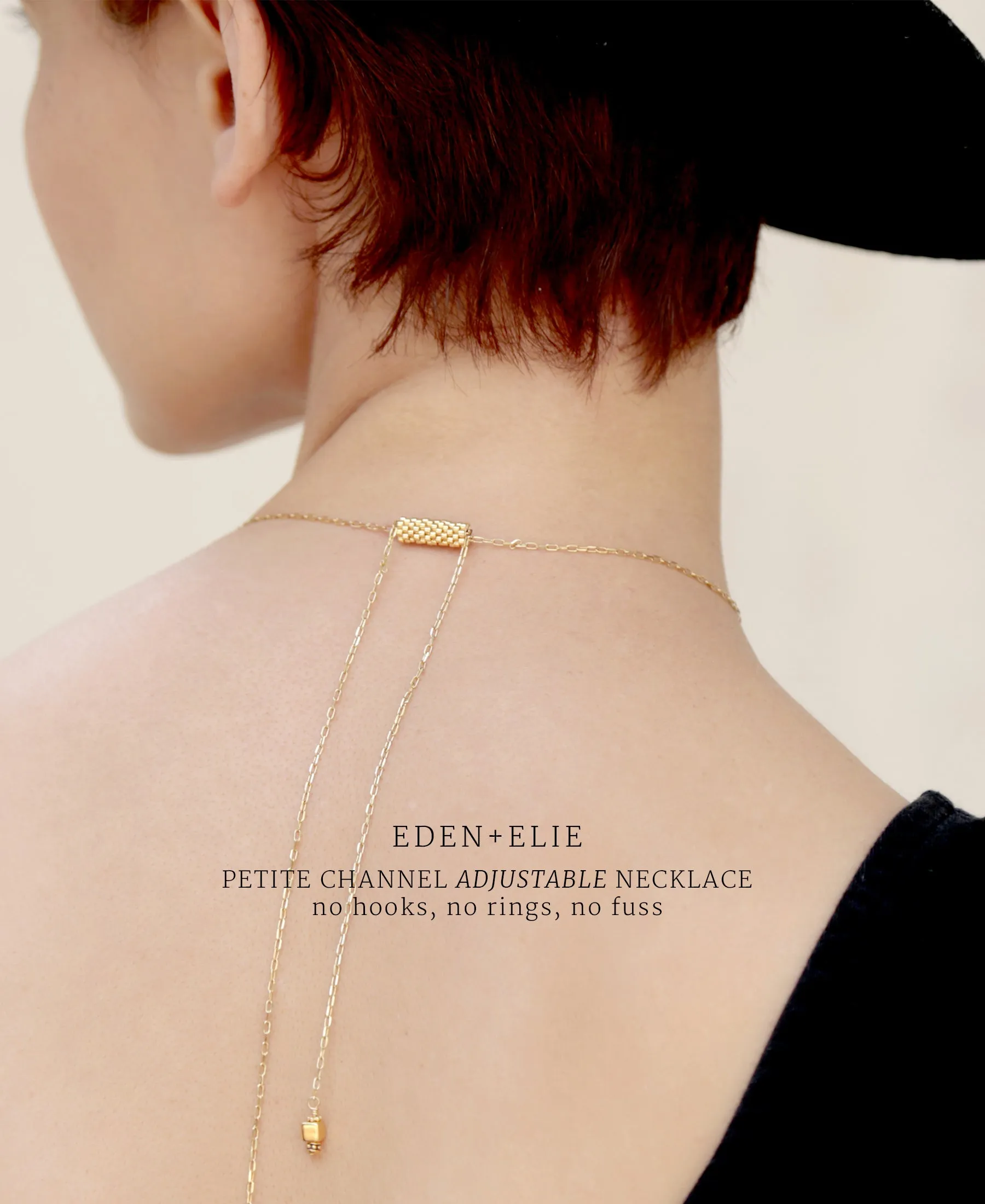 EDEN   ELIE Everyday Adjustable Length Necklace - mist blue