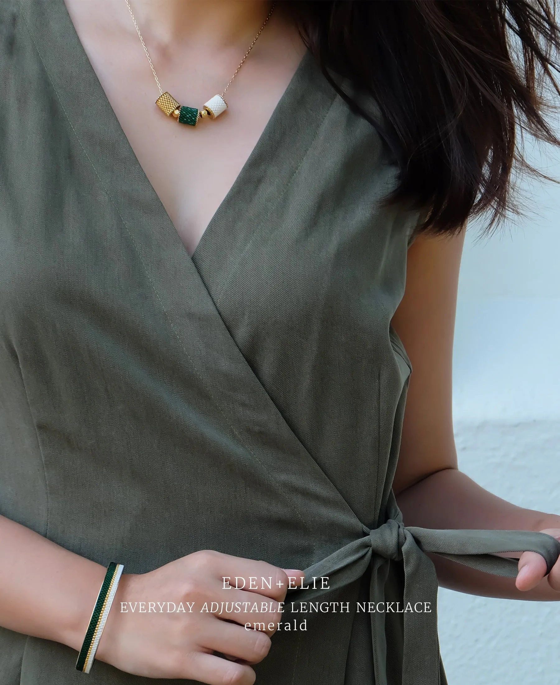 EDEN   ELIE Everyday Adjustable Length Necklace - mist blue