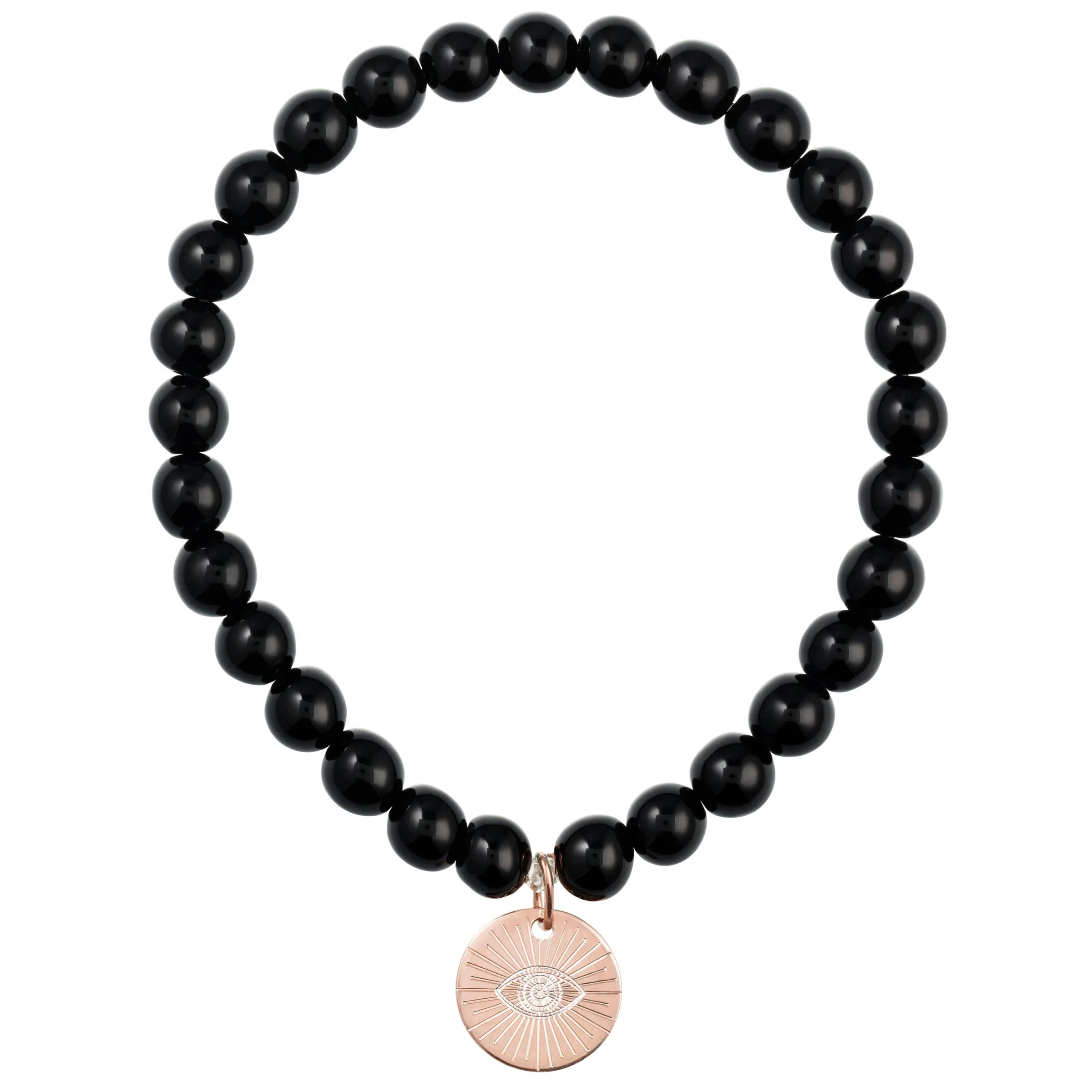 Eye of Providence & Protection Gemstone Bracelet - Gold / Black